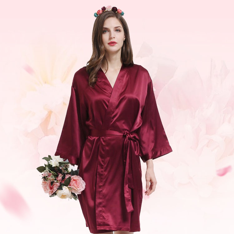 Style No:A9000D Women Matte Satin Silk Plain Bridal Party Robes
