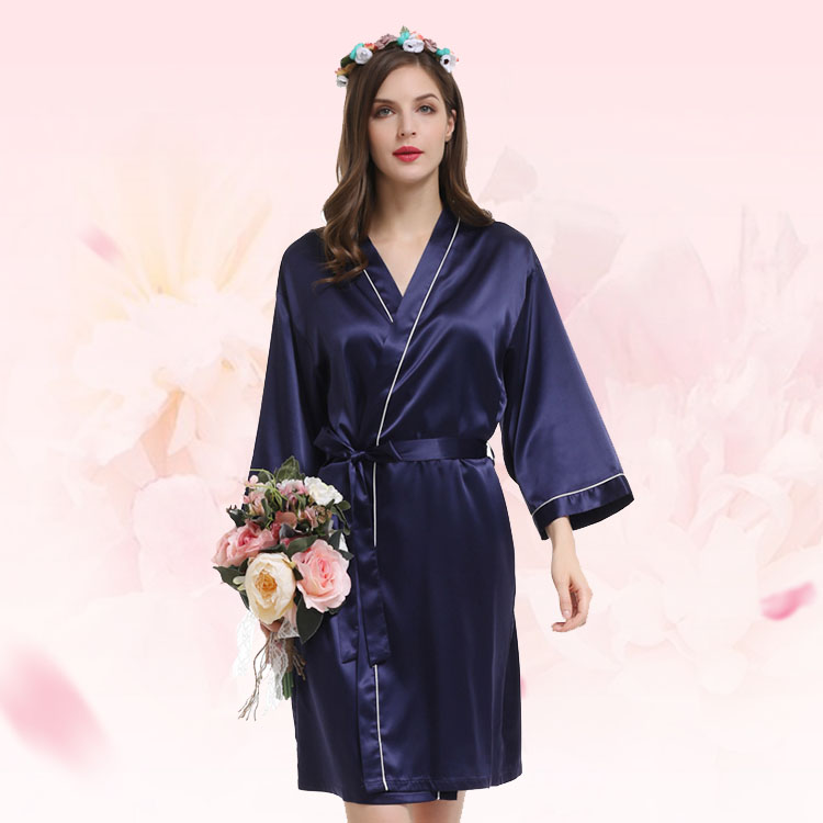 Style No: A9000 Women Silk Plain Kimono Bridesmaid Robe Solid Color Wedding Robe