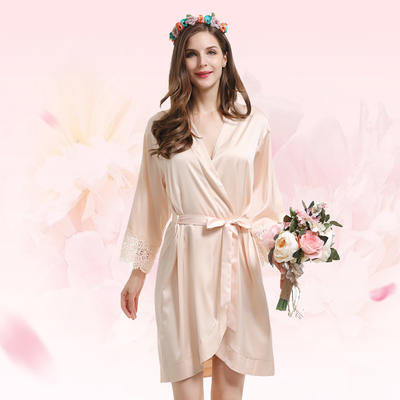 Style No: A400F Satin Lace Bridesmaid Bride Robe With Lace Trim