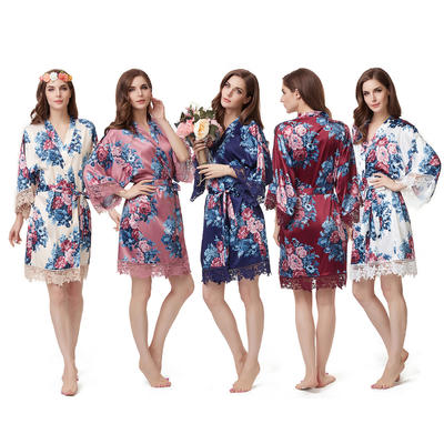 Style No: A222A Women and Girl Floral Silky Wedding/Bridal/Bridesmaid Robes with matching Lace