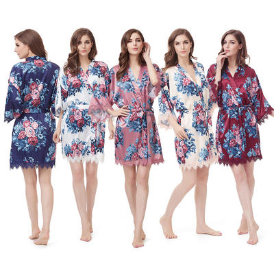 Style No: A222B Women and Girl Floral Silky Wedding/Bridal/Bridesmaid Robes with matching B Lace