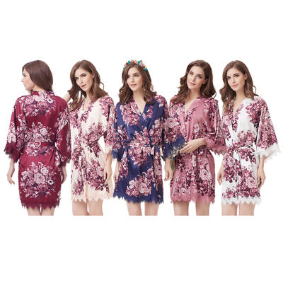 Style No: A223B Women and Girl Floral Silky Wedding/Bridal/Bridesmaid Robes with matching B Lace