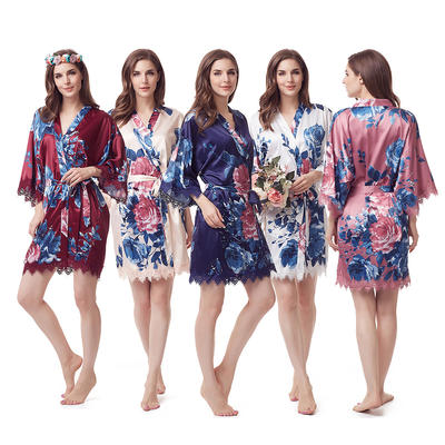 Style No: A228B Women and Girl Floral Silky Wedding/Bridal/Bridesmaid Robes with matching B Lace