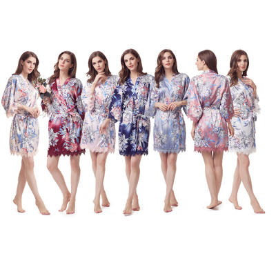 Style No: A234B Women and Girl Floral Silky Wedding/Bridal/Bridesmaid Robes with matching B Lace