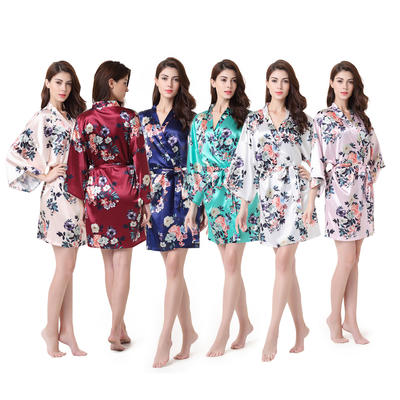 Style No: A2100 Women and Girl Floral Silky Satin Wedding/Bridal/Bridesmaid Robes With Belt