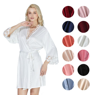 Style No: A5007E Women/Girl Plain Matte Knitted Jersey Cotton Polyester Spandex Stretched Bridesmaid Lace Robes